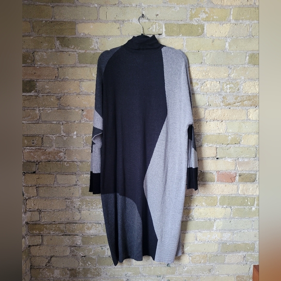 Anne Klein Colorblock Turtleneck Sweater Dress In Heather Grey Combo Womens XL - Picture 3 of 5